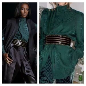 Balmain X H&M green silk blouse